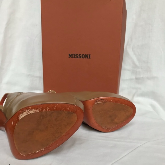 MISSONI Tan platform high heels with signature zigzag design - Picture 6 of 8